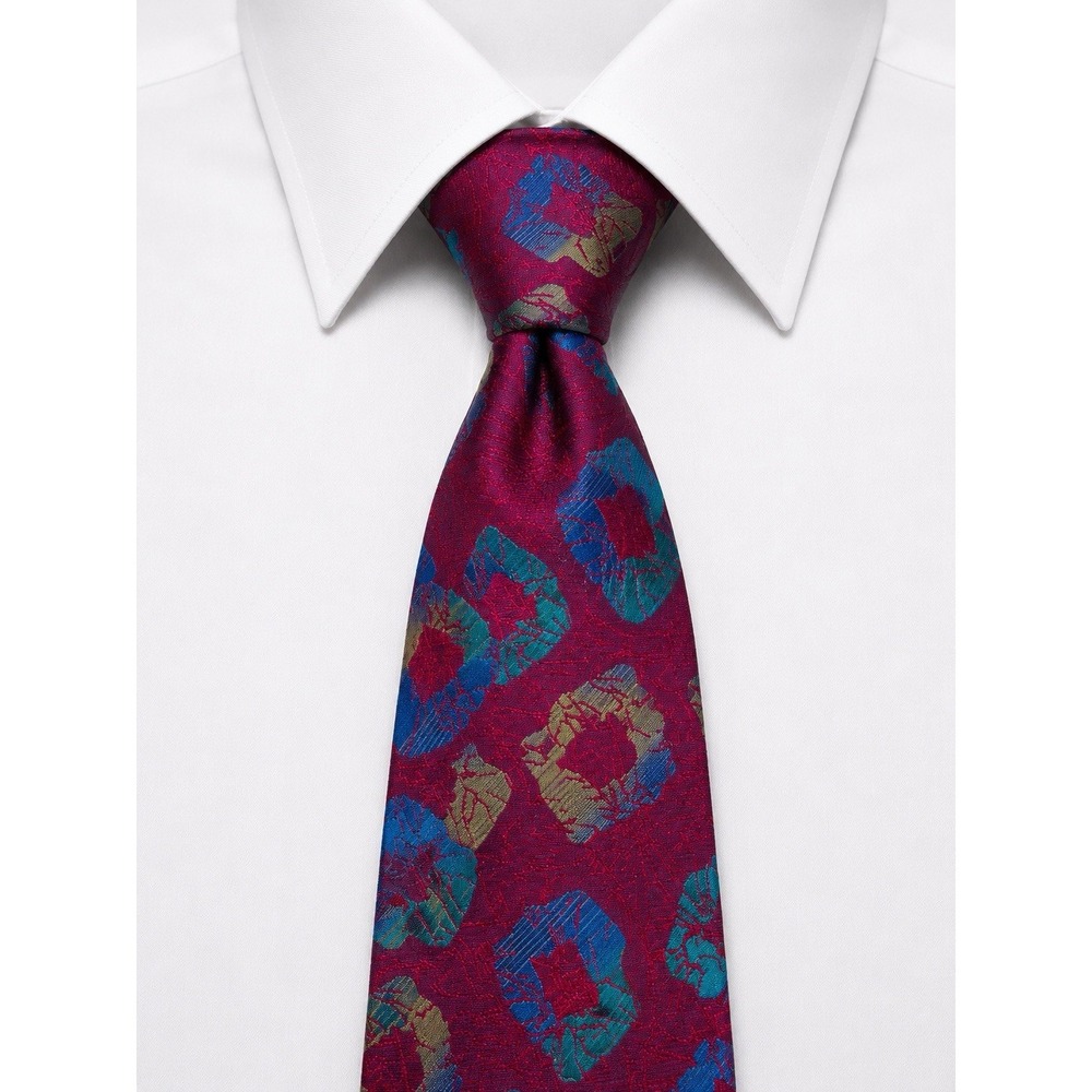 Missoni Cravatte Necktie Mens Red Jewel Tone Floral Silk Made In Spain Designer